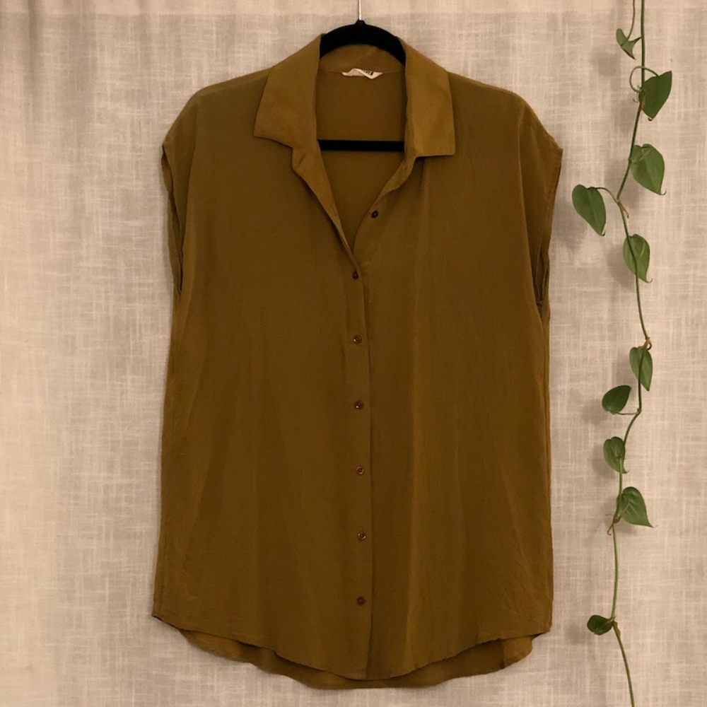 Ali Golden silk collared tunic, gold